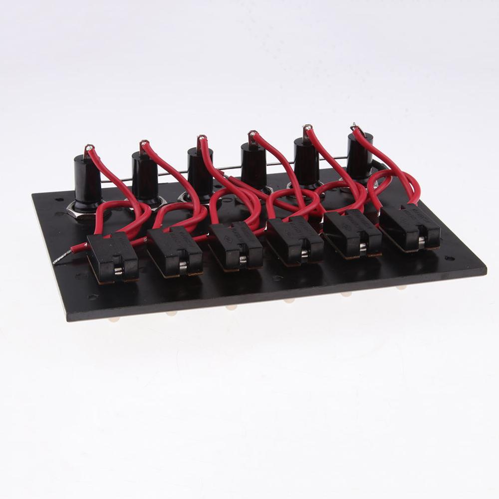 6 Gang Toggle/Rocker Switch Panel &amp; 5A Fuses DC 12/24V For Marine Boat Caravan RV Yacht Camper Truck Trailer ABS Waterproof