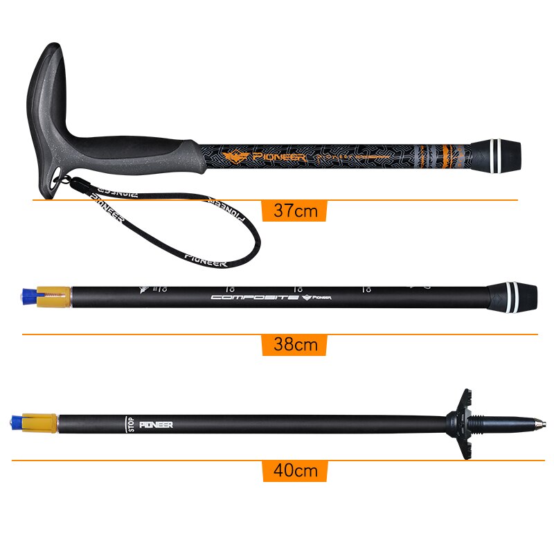 T-handle Hiking Carbon Fiber Walking Cane Trekking Poles Ultralight Telescopic Alpenstocks 49cm-100cm Trail Sticks Canne