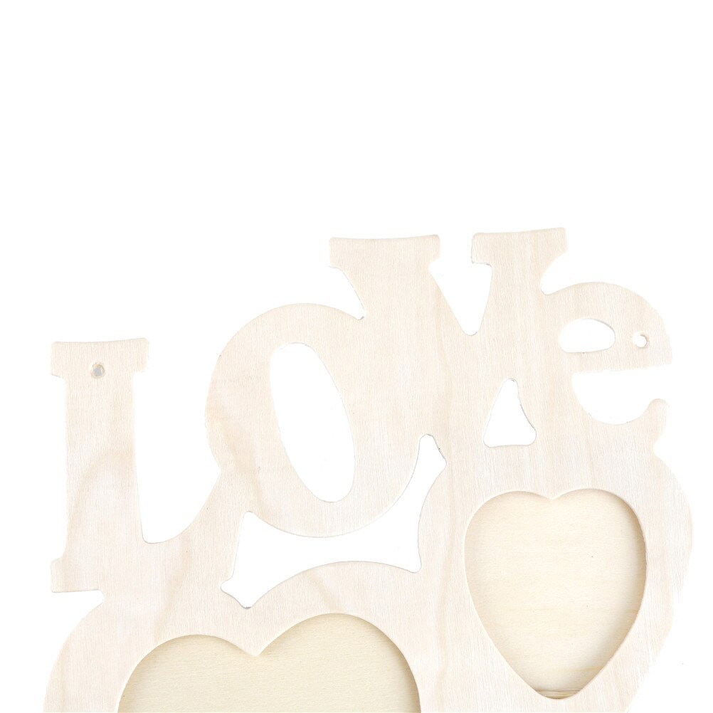 1Pc LOVE Hollow Handmade Wood Photo Frame Picture Frame Art Decor White Base DIY Wooden Photo Frame Home Wider