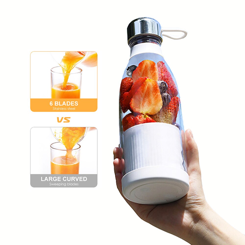 Portable Blender Mini Mixer Electric Juicer Machine Fresh Juice Blender Smoothie Maker Blender Cup Juice Fruit Extractors: 300ml white box