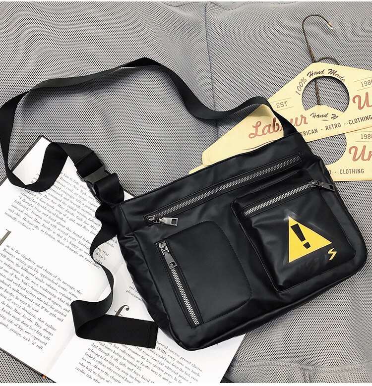 Bote Tasche mit großem fassungsvermöGen, originalmarke, funktional, modisch, Straße-Stil, japanischer werkzeugtasche, koreanischer reflektierender schultertasche: Schwarz