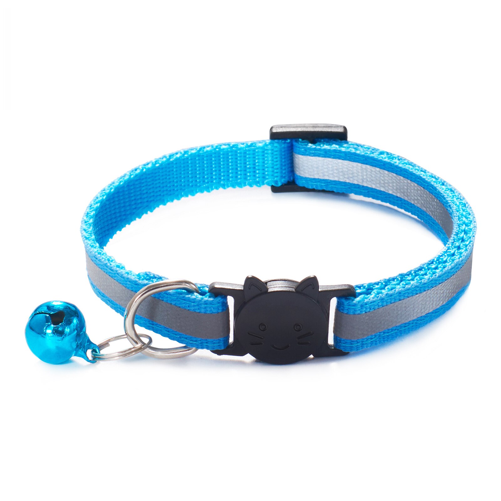 Collar de campana para gatos calientes, hebillas ajustables reflectantes de nailon, Collar para mascotas, seguro, botón para cabeza de gato, accesorios bonitos: 6