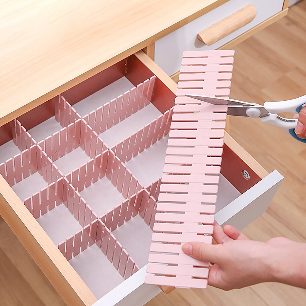 4PCS 37*7CM Drawer Divider Partition Storage Organizer DIY Grid Plastic Drawer Separator Underwear Socks Clapboard