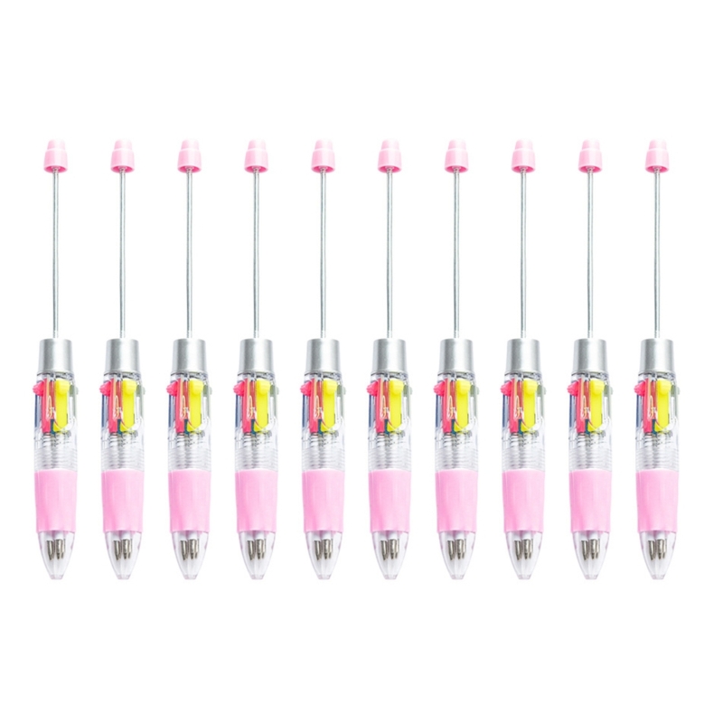 Stylo à bille multicolore perlé, 4 couleurs en 1, pointe 1.0MM, lisse pour écrire, pour étudiant, enseignant, marquage, 10: Rose