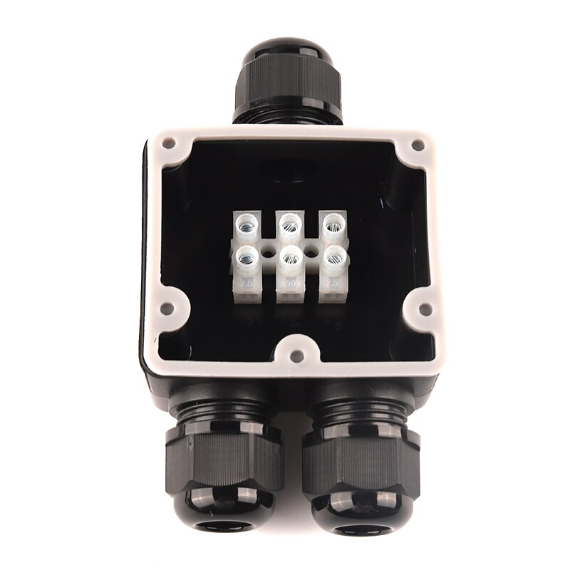 2/3 Way IP68 Black Outdoor Waterproof Cable Electrical Junction Box 41A/450V with Terminals for Light Wiring Accessories