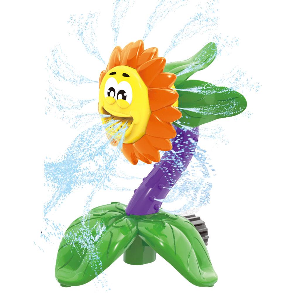 Outdoor Kids Water Spray Toys Cartoon Sunflower Sprinkler Colourful Eco-friendly Plastic Baby Bathing Toy For Backyard Garden