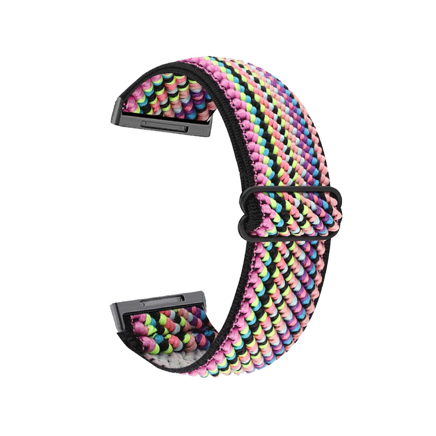 Nylon elastische lus horlogeband voor Fitbit Versa 4 3 riem vervangende armband voor Fitbit Sense 2 polsbandje Correa riem accessoire: White black / 16mm