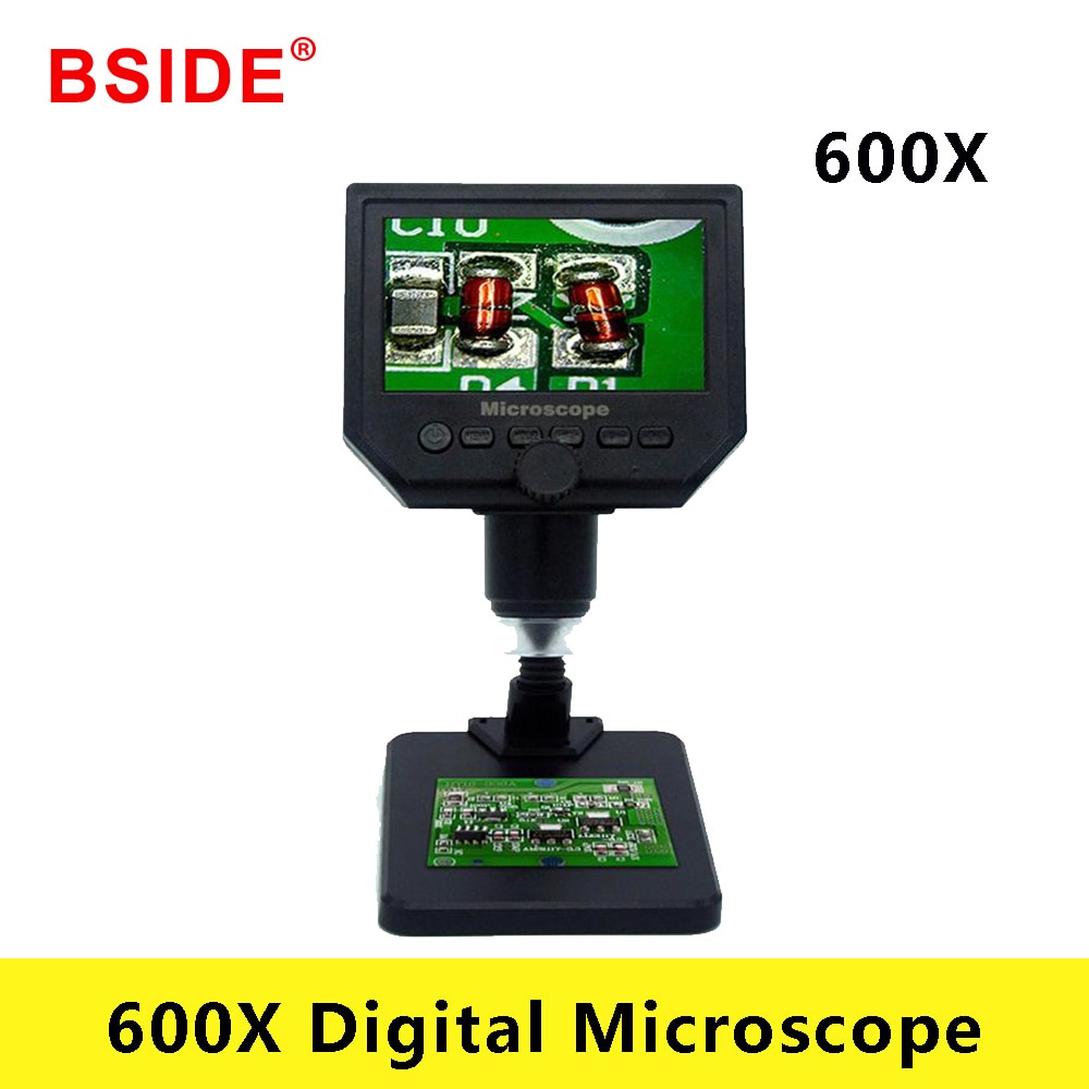 Bside 600X Digitale Microscoop Elektronische Video Microscoop 4.3 Inch Hd Lcd Solderen Microscoop Telefoon Reparatie Vergrootglas + Stand