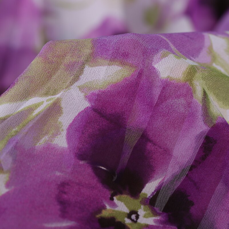 Lilla blomst økologisk silke georgette ggt stof til kvinder kjole nyeste stof