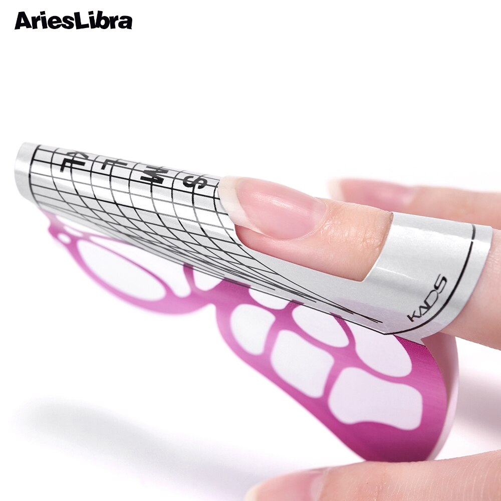 AriesLibra 100pcs/Set Butterfly Nail Art Forms Nail Supplies Tools Nail Art Tip Extension Nail Forms Guide for Acrylic UV Gel