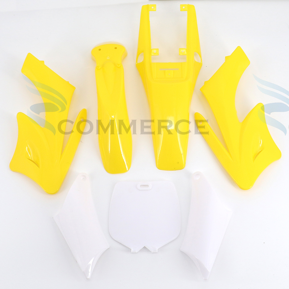 1 conjunto de kits de corpo de carenagem de para-lamas de plástico de alta resistência para chinês 2 tempos 47cc 49cc Apollo Orion Mini Dirt Bike Acessórios: YELLOW