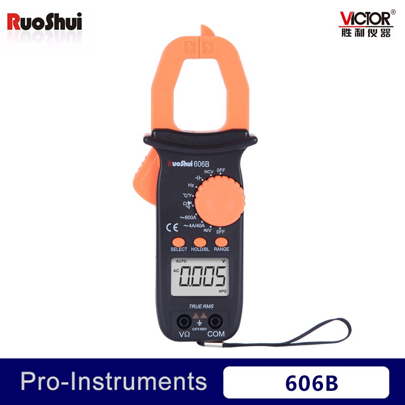 606B Victor Ruoshui Digitale Stroomtang Ac Multimeter 4000 Counts True Rms Weerstand Capaciteit Temperatuur Frequentie