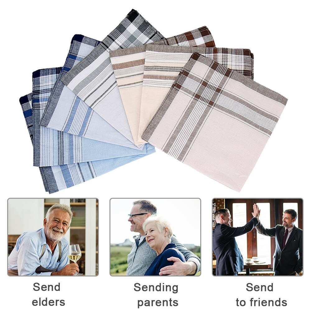 10pc herre bomuldslommetørklæder vintage lommetørklæder lomme firkantede lommetørklæder 38*38cm flerfarve plaid striber business håndklæde lommetørklæde