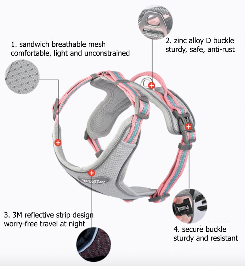 Mesh Harness Vest Adjustable Dog Harness Reflective Safe Harness Dog Breast Strap Leash Rope Dog Rope Dog Chain Dog Leash