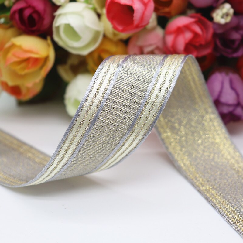10 Meter Gold Gewinde Polyester Band Für Haar BöGen DIY Handwerk Handgemachte Accessoires M19070802: grau / 38MM