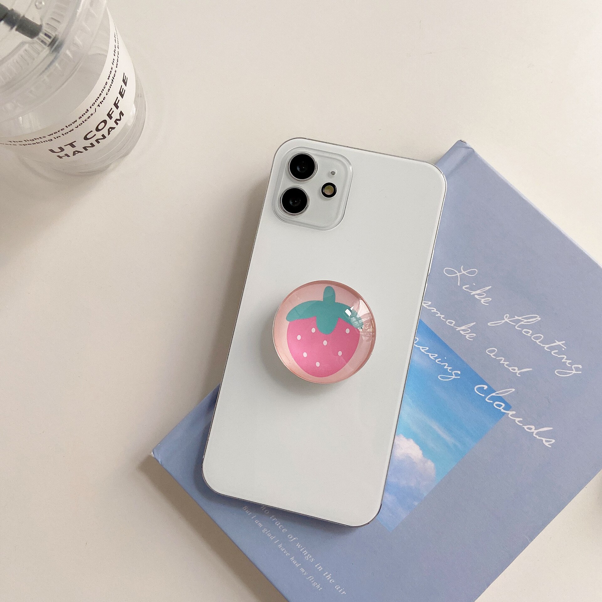 eins Korea Epoxid Ball Griff Tok Halterung Für praktisch fallen Schwarz und Weiß Schachbrett Erde Mond Bälle Griptok Ring Halfter: Erdbeere