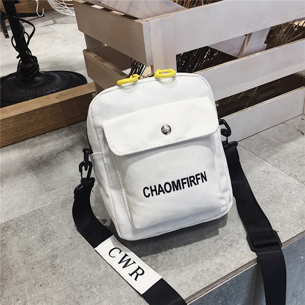 Women Shoulder Bag Pure Color Casual Tote Outdoor Bag Canvas Handbag Zipper Messenger Messenger Bags Sac Main Femme: White