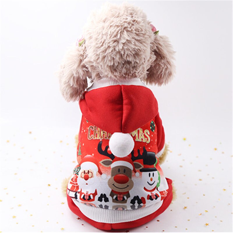 Julekæledyr hvalp hætteklædte sweatshirts hundetøj kostume til chihuahua fransk bulldog kæledyrsforsyning tilbehør: M