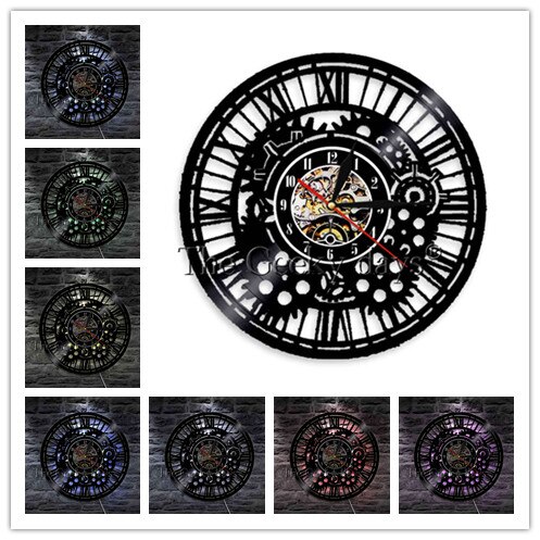 Ingranaggi Steampunk Orologio Da Parete Decorativo Orologio Da Parete Vintage ▾ vinile disco Orologio Da Parete Ciclista Ciclismo fan Ruote Dentate Regalo Fatto A Mano: rosso / 12 pollice con led