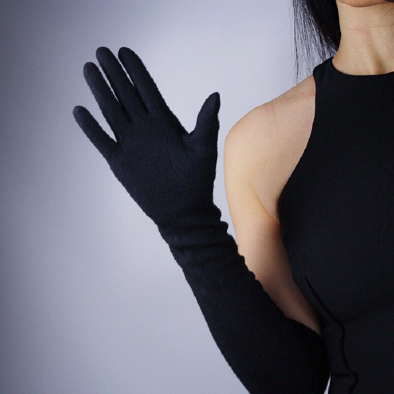 Touch Screen Gloves Warm Full Finger Gloves Winter Ladies Gloves Suede Long 50CM Arm Suede Touch Screen Thick Gloves