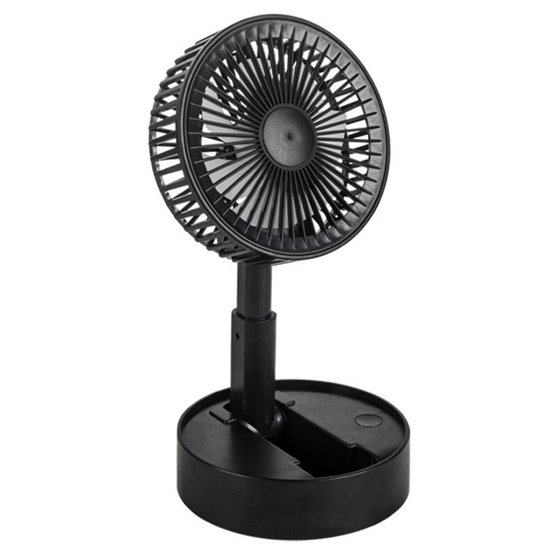 Fan Folding Telescopic Mini Fan USB Rechargeable Air Cooler Summer Portable Standing Fan Desktop Electric Fan Gentle Mute-35: Black