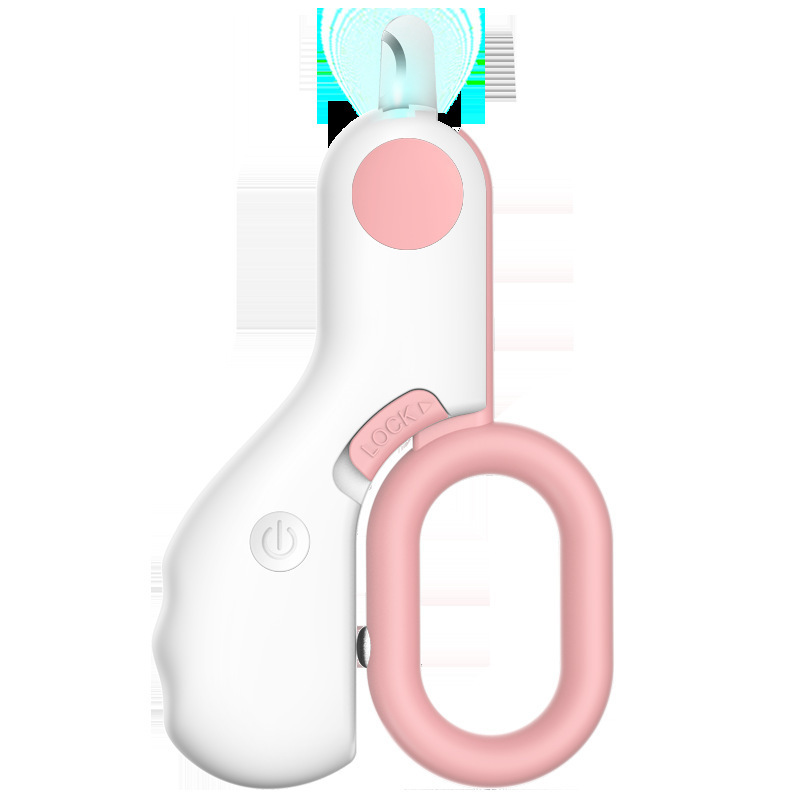 Pet Nail Clipper LED Light Illuminate Bleeding Line Claw Scissors Avoid Over Cutting: Pink