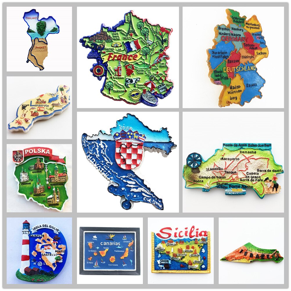 Europe Allemagne France Portugal Etc. Aimants de réfrigérateur magnétiques de carte, souvenir touristique, de collection d'artisanat