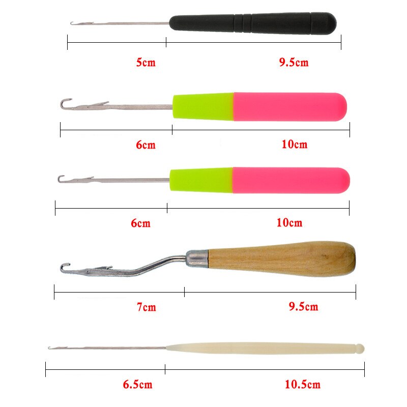 5Pcs/set Wig crochet set Braiding Latch Hook Crochet Hook Set multi-purpose three-way wig with tongue big crochet Coolhair