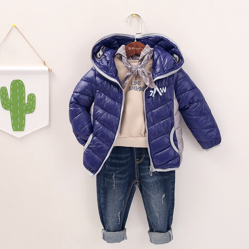 Kleur Bijpassende Hooded Kinderen Katoenen Kleding: Blauw / 18m