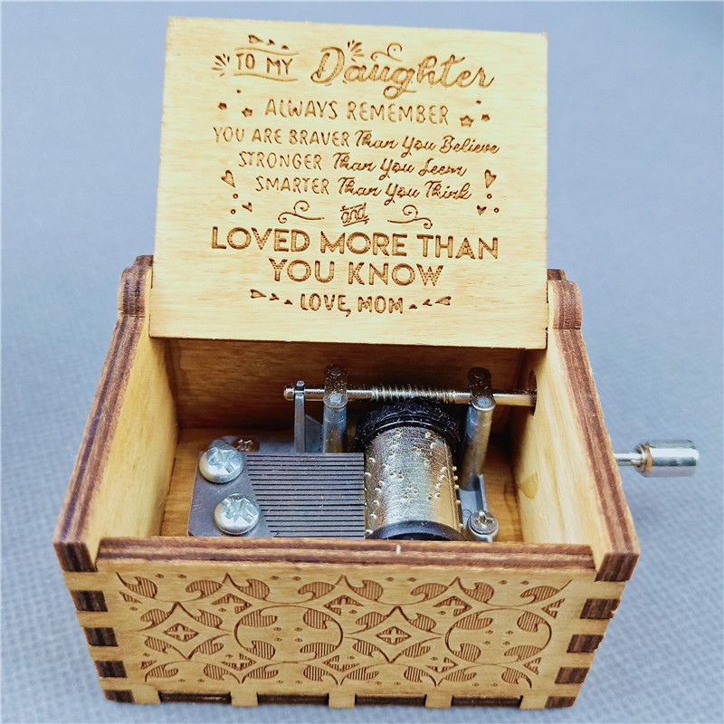 Engraved Wooden Music Box-You Are My Sunshine -Hand Cranked Wood Music Box Christmas To Mom Daughter