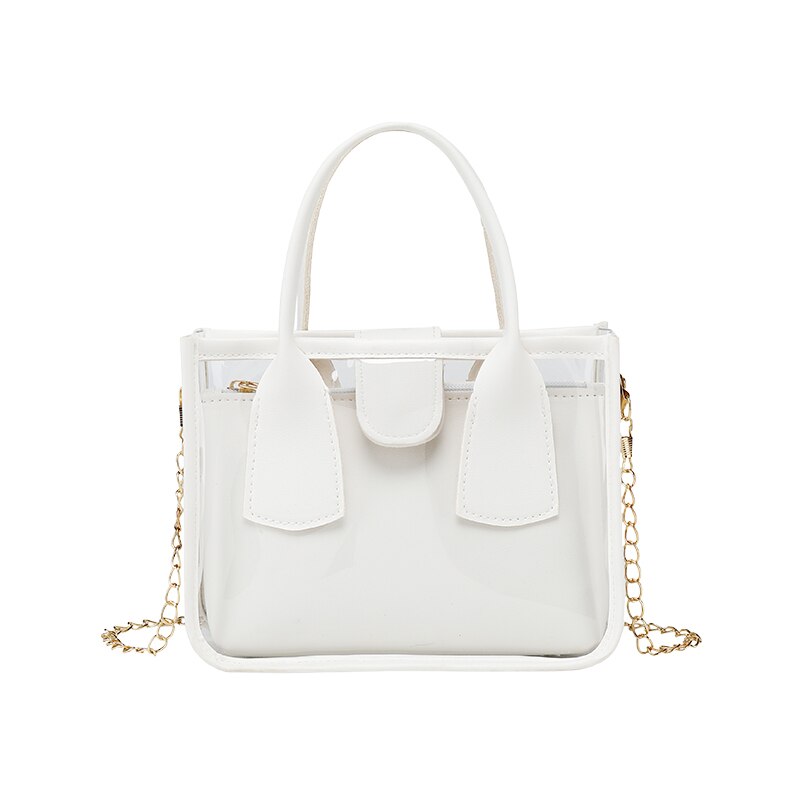 Weibliche Schulter tasche Einfarbig Umhängetasche Handtasche für Frauen Kette Neue Klar: Weiß