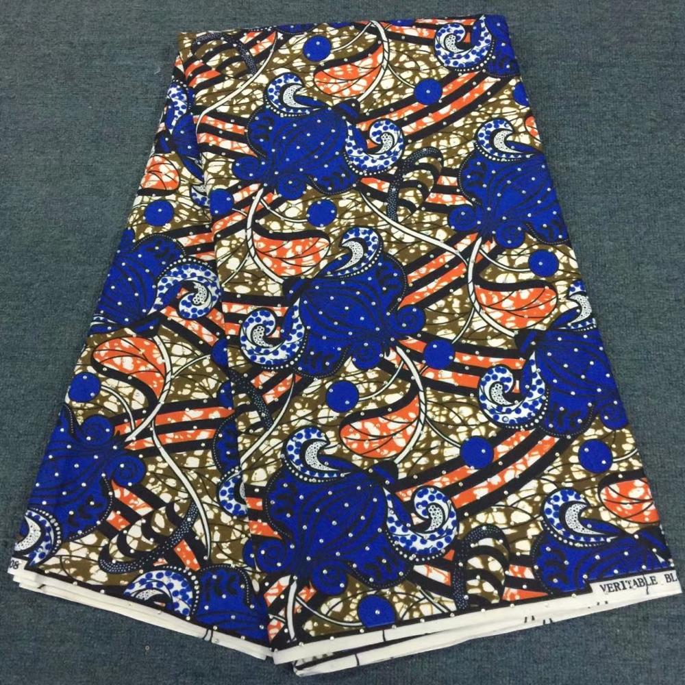 veritable cheap ankara brocade fabric with hotfix rhinestones china 6 yards african wax prints fabric with stone for party dress