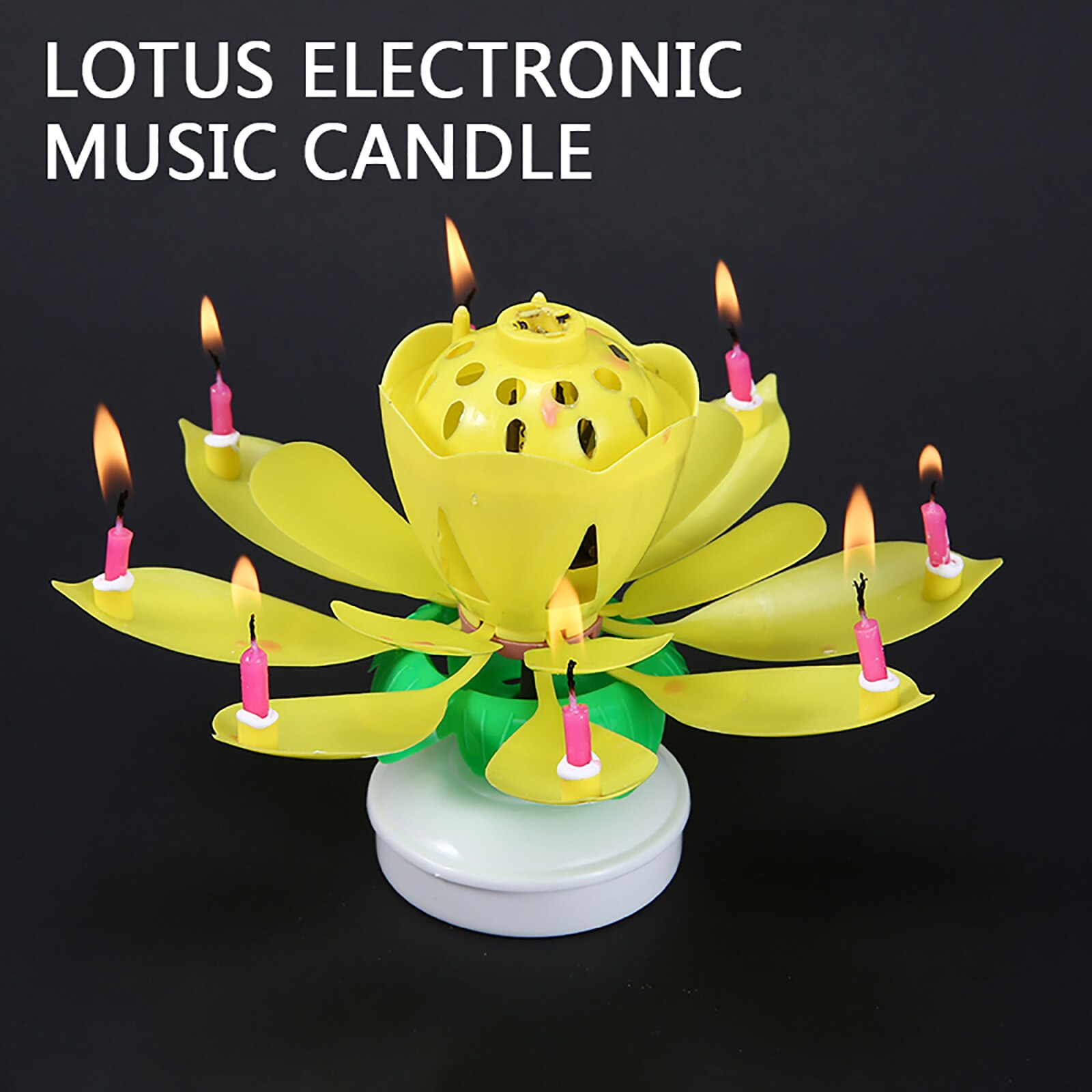 Vela Musical giratoria exquisita con forma de flor de loto, velas desechables, de de cumpleaños, pasteles para niños, decoraciones DIY,
