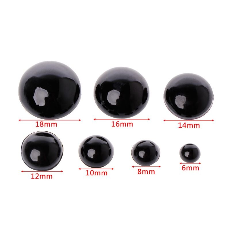 Ojos de seguridad de plástico negro para niños, muñecos de oso, marionetas de animales, manualidades, Juguetes DIY, 6-18mm, 100 Uds.