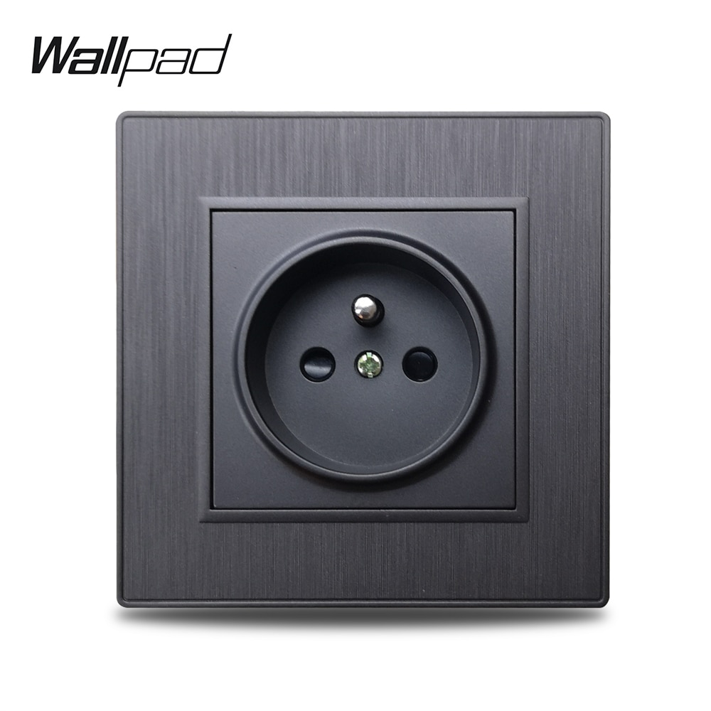 Wallpad S6 Franse Elektrische Outlet Power Stopcontact Plug 3 Kleur Geborsteld Pc Plastic Imiteren Aluminium