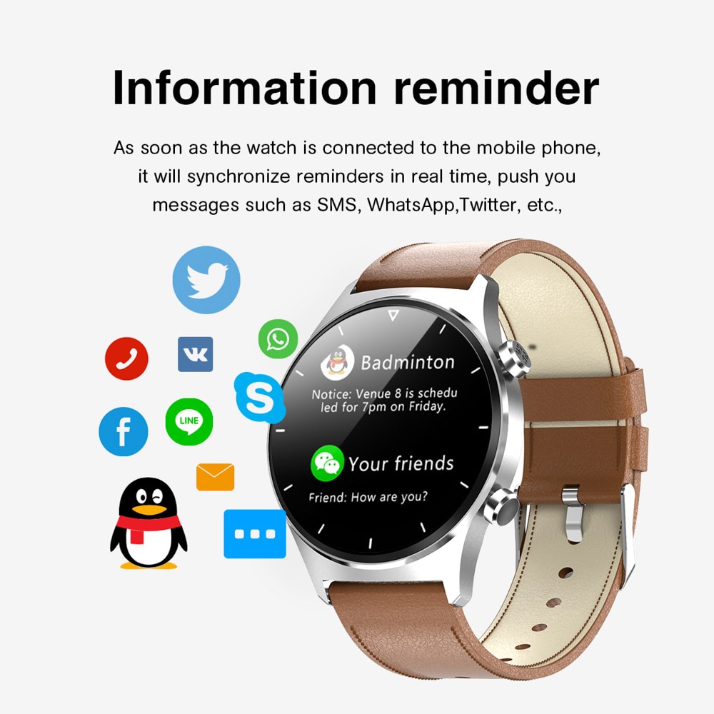 Smartwatch Men Full Touch Screen 1.28" IPS 240x240 IP68 Waterproof Bluetooth 5.0 Fitness Tracker