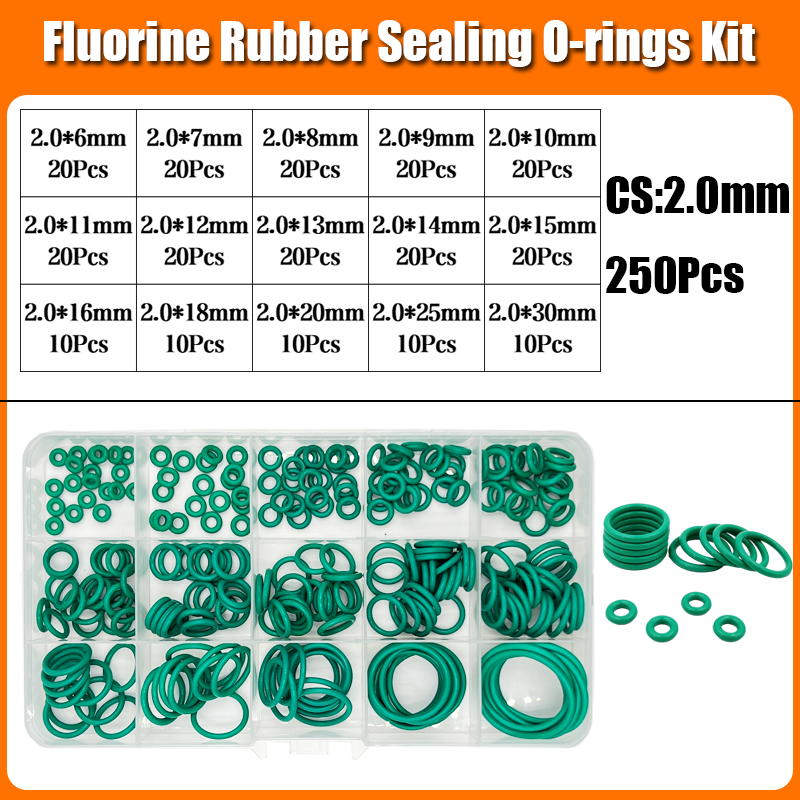 Fkm O Ring Kit Afdichting Pakking Groene Fluor Rubber O-Ring Isolatie Corrosiebestendige Warmte Kraan Loodgieterswerk Auto Pakking: TRANSPARENT