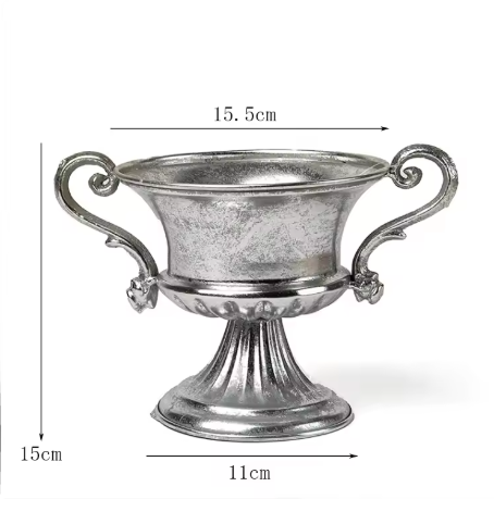 Jarrón de copa de hierro Retro europeo, decoración del hogar, sala de estar, arreglo de figuritas de flores, artesanías, adornos de maceta de Metal para Hotel: Multicolor