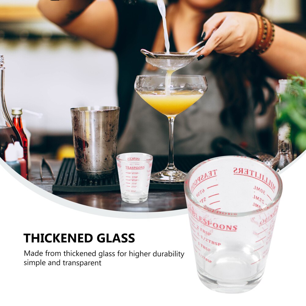 30ML Glass Measuring Cup Espresso Shot Glass Ounce Cup with Scale Kitchen Measure Tool Supplies (Black)