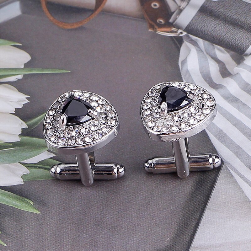 Men's Formal Dress Business Tie Clip Cufflink French Style Wedding Groom Jewelry Rhinestone Shirt Tie Clips Cuff Links