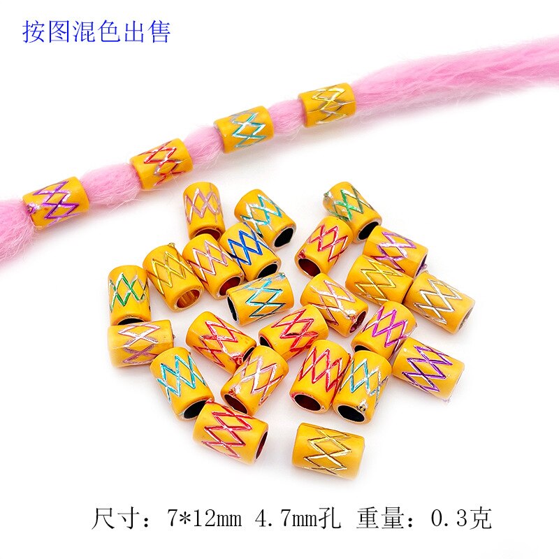 20 Stks/zak 14 Stijl Kleurrijke Big Hole Vintage Geschilderd Plastic Kralen Afrikaanse Haar Ringen Reggae Gevlochten Dreadlock Accessoires: L1660-2