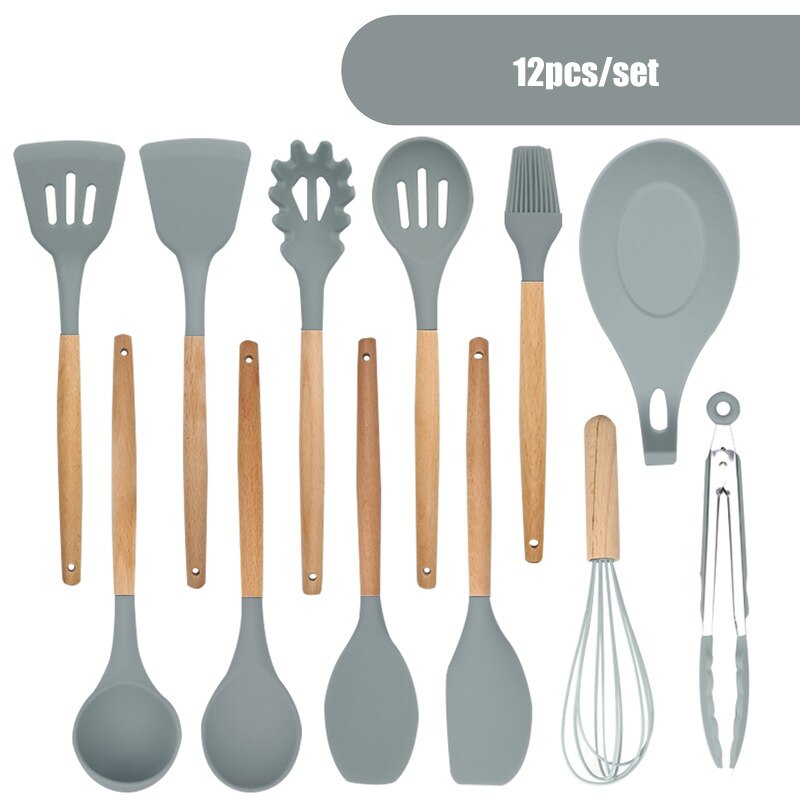 ONEUP Silicone Multifunction Kitchen Tool Set Non-Stick Cooking Tools kitchen Accessories Food Grade Heat Resistant Kitchenware: 12pcs