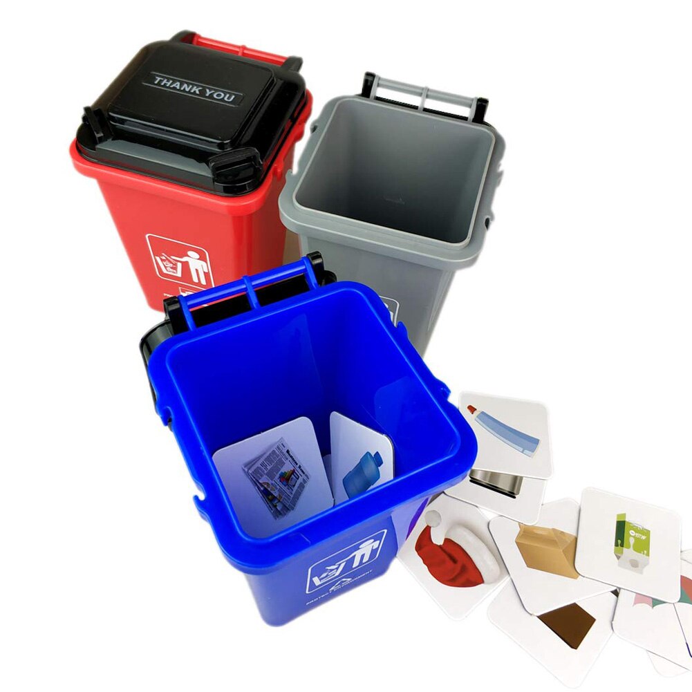 Cubo de basura, juguete de clasificación de basura, juguetes de aprendizaje, juego de cartas, juguetes para niños, conjunto BM88