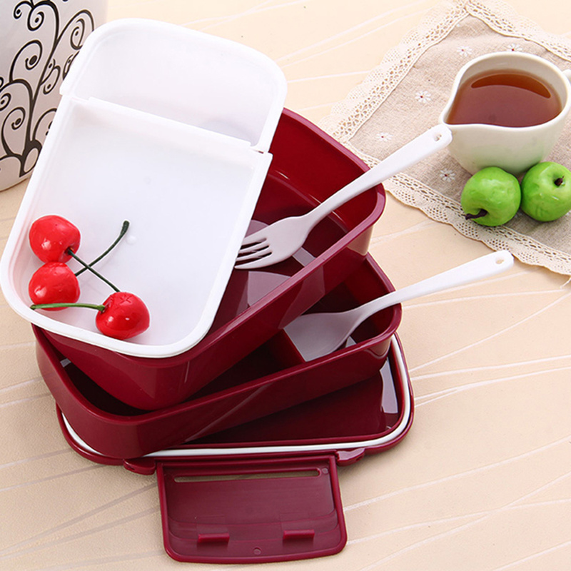 1410ml Grote Capaciteit Dubbele Laag Plastic Lunchbox 12:00 Magnetron Bento Lunchbox BPA Gratis Keuken Voedsel Container