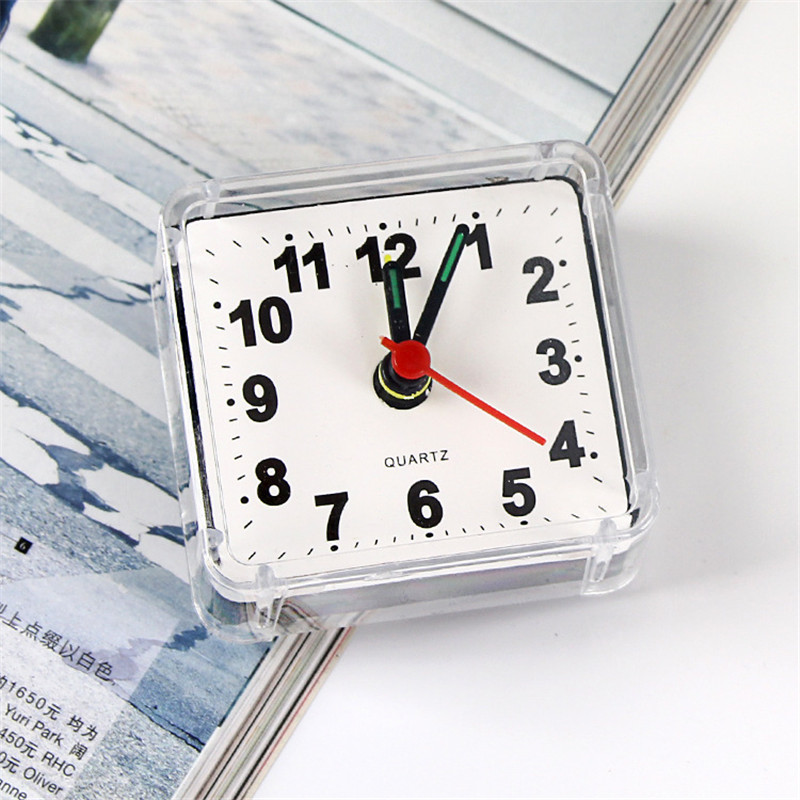 1PC Square Small alarm clock cute student clocks bedroom bedside office electronic clock: White