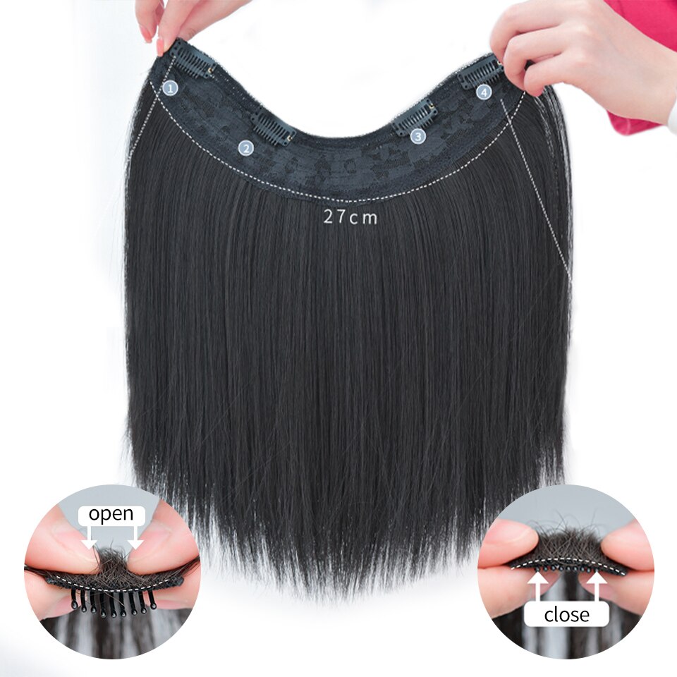 4 Clip In Hair Extensions Zwart Bruin Natuurlijke Rechte Lange Hoge Tempreture Synthetische Hair