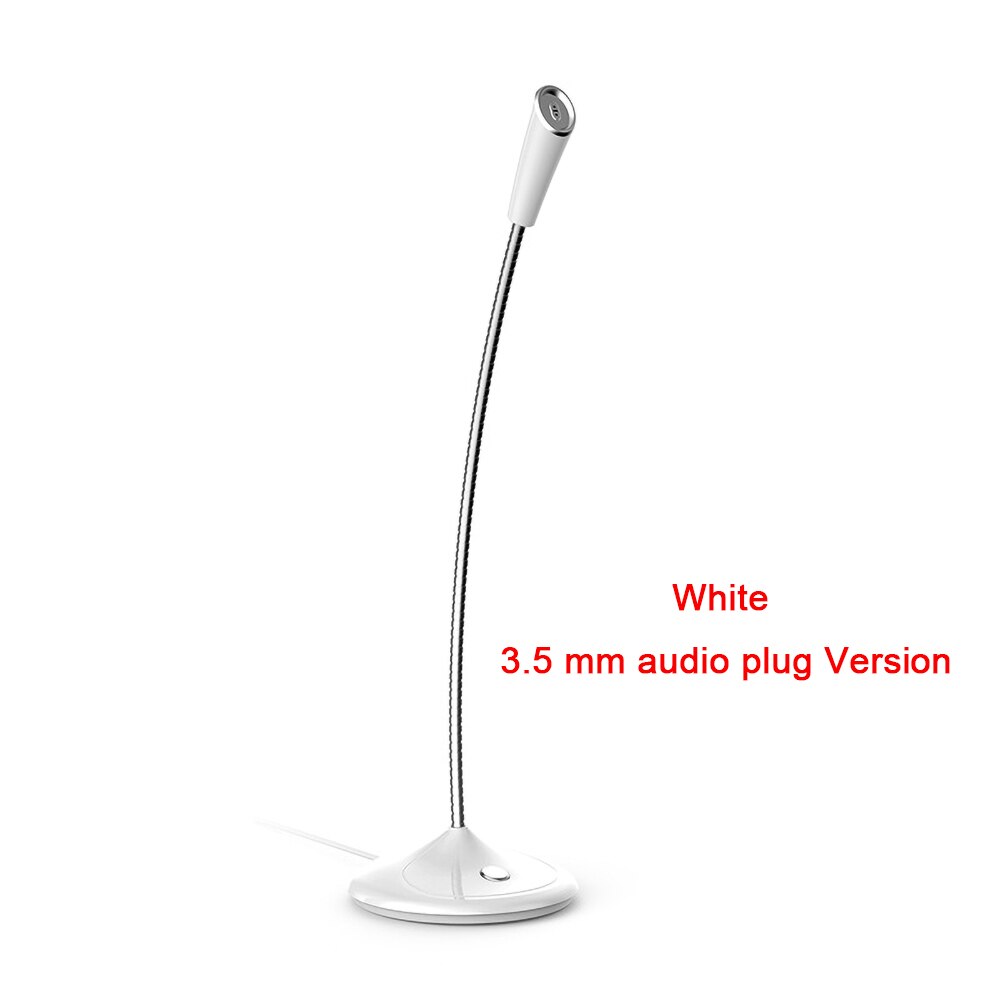 Computer 3.5mm USB Microphone 360° adjustable Studio Speech Microphone Gaming Chatting for Desktop PC Laptop USB Microphone: 3.5mm White