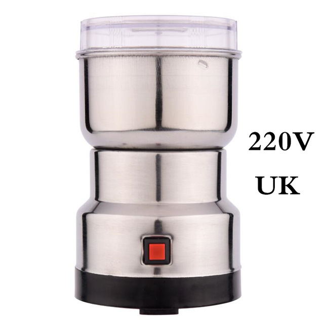 Machacadora eléctrica molinillo de café molinillo de especias molinillo de café mezclador de café eléctrico multifunción: Silver UK 220V