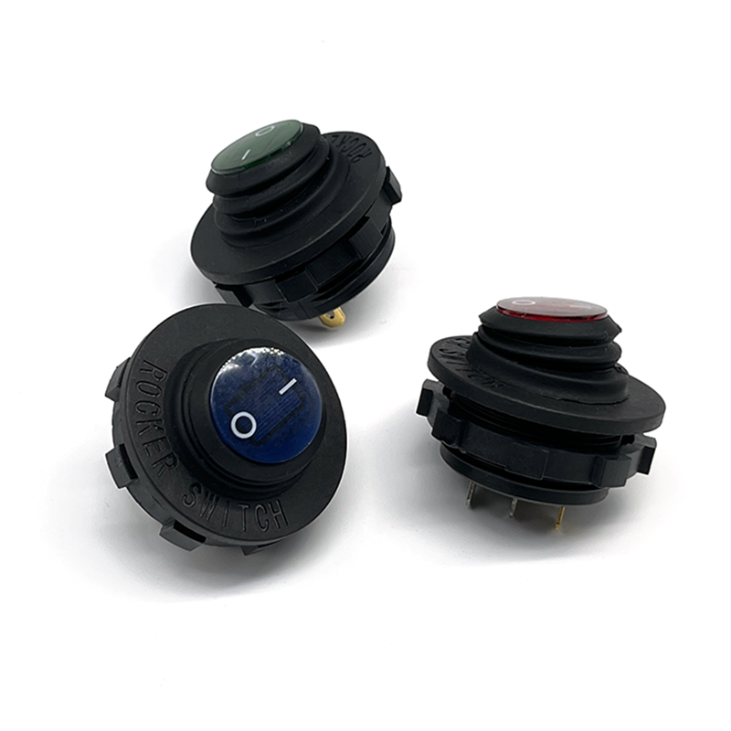 12V Toggle Switch Waterproof LED Lighted Round Rocker Switch Panel SPST 3 Pin Marine On Off Switch for Car Boat RV Truck