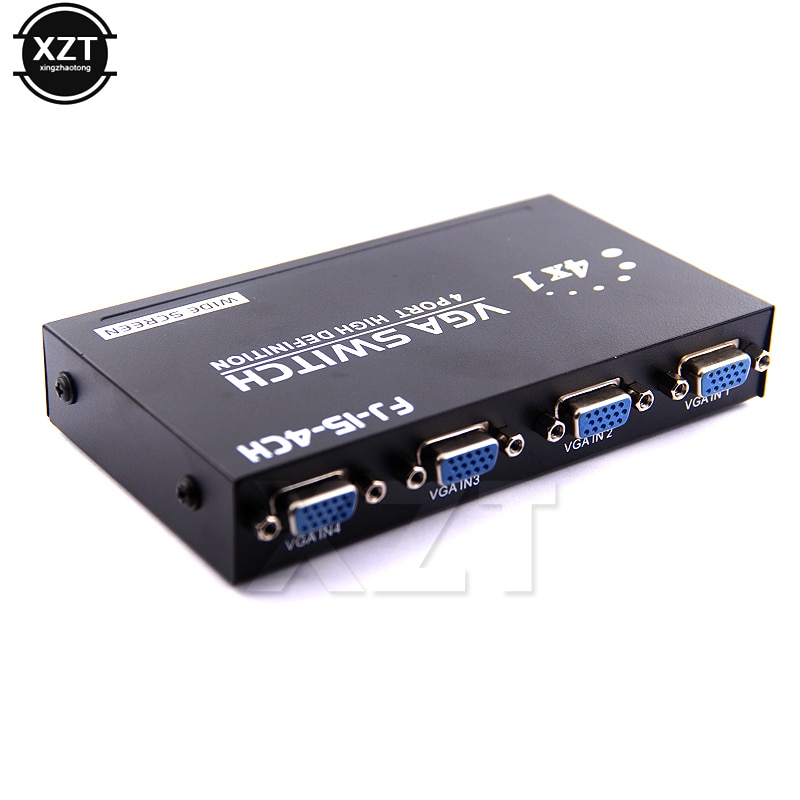 VGA Video Switch 4 IN 1 OUT 4 Hosts 1 Display 4 Way share for PC Laptop Desktop PC Monitor converter 15HDF